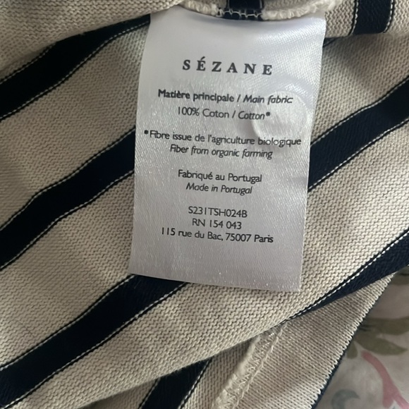 Sezane Striped White and Black Blouse - Picture 7 of 8